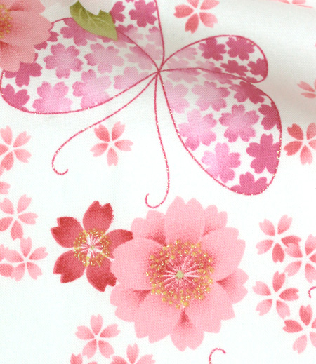 プリント生地　花蝶桜（白／さくら）画像3