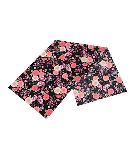 プリント生地　花蝶桜（黒／さくら）画像2