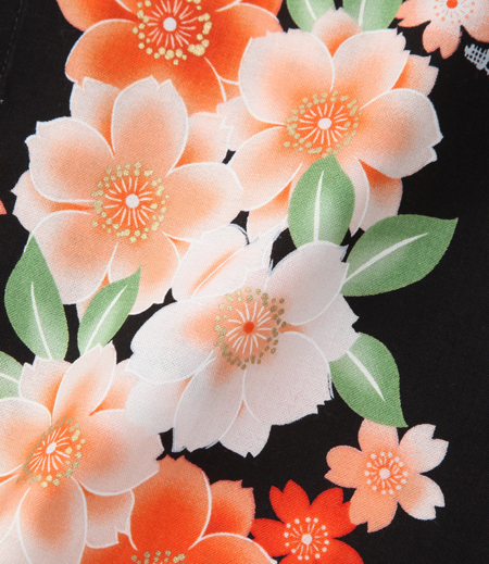 プリント生地　千代桜（黒／さくら）画像2