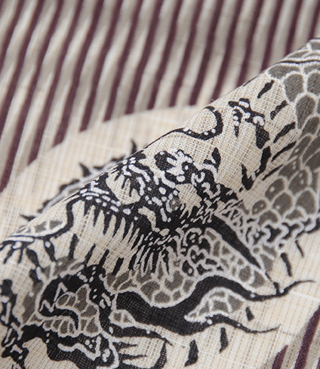 手拭　綿麻　龍の丸（茶×グレー／龍）画像4