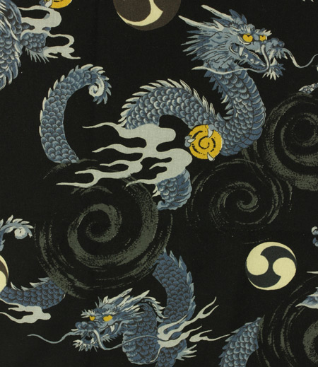 プリント生地　巴龍（黒／龍）画像3