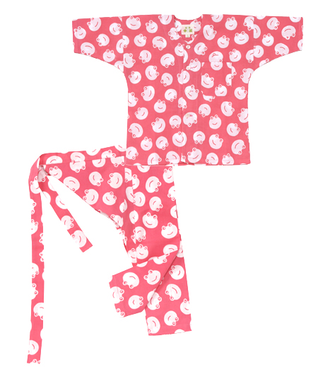 アウトレット上下組　かえる（ピンク／かえる）画像1