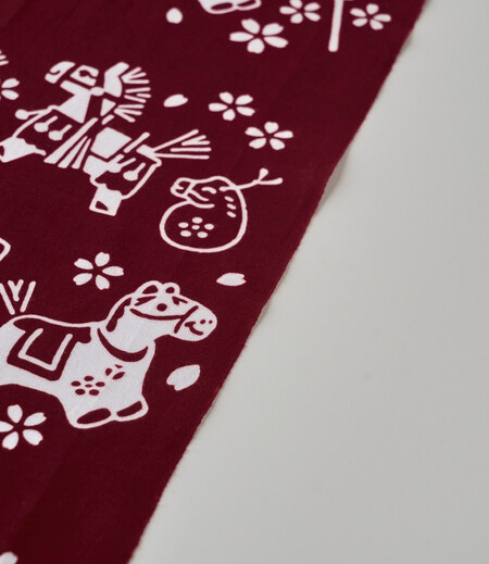 手拭注染　干支　午と桜（えんじ／干支）画像2