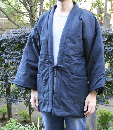 抜染　江戸綿入り袢天（紺／め組）画像2