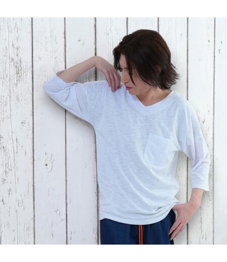 鯉口Ｔシャツ（７分袖）（白／無地）画像2