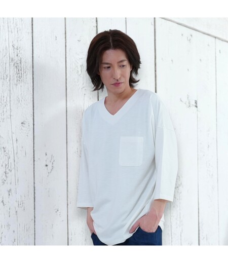鯉口Ｔシャツ（７分袖）（生成／無地）画像2