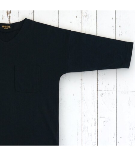鯉口Ｔシャツ（７分袖）（黒／無地）画像4