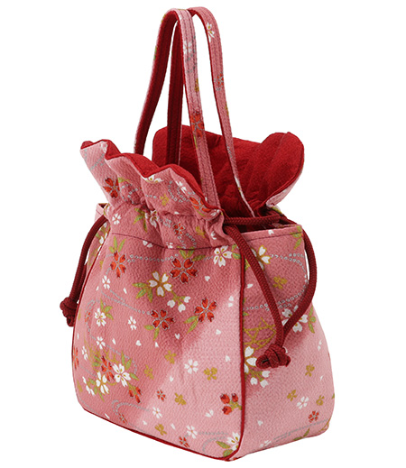 花びら型　手付き巾着バッグ（ピンク）画像2