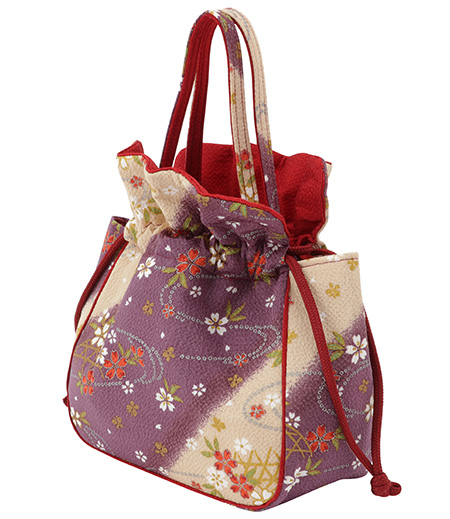 花びら型　手付き巾着バッグ（紫）画像2