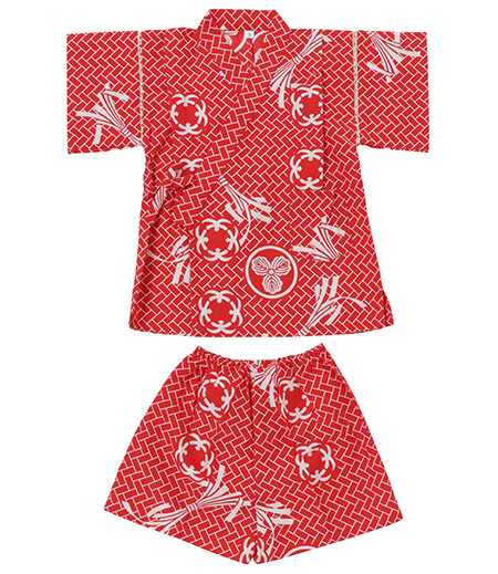 子供用甚平（赤×白／網代）画像1