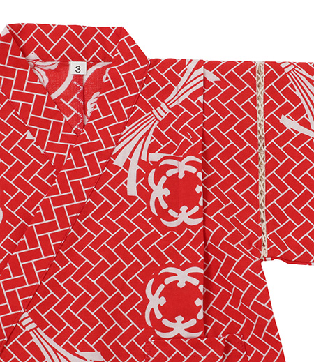 子供用甚平（赤×白／網代）画像2